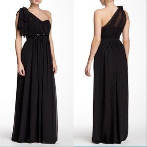 Jessica Simpson One Shoulder Black Evening Gown